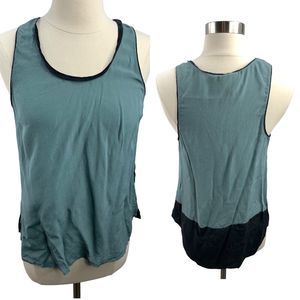 Maeve Blouse Tank Womens Sz 8 Silk Teal Black Pullover Top Shirt Business Career